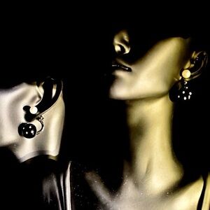 Tribal Handmade Black White Polka Dots Pearl Ball-Shaped Earrings